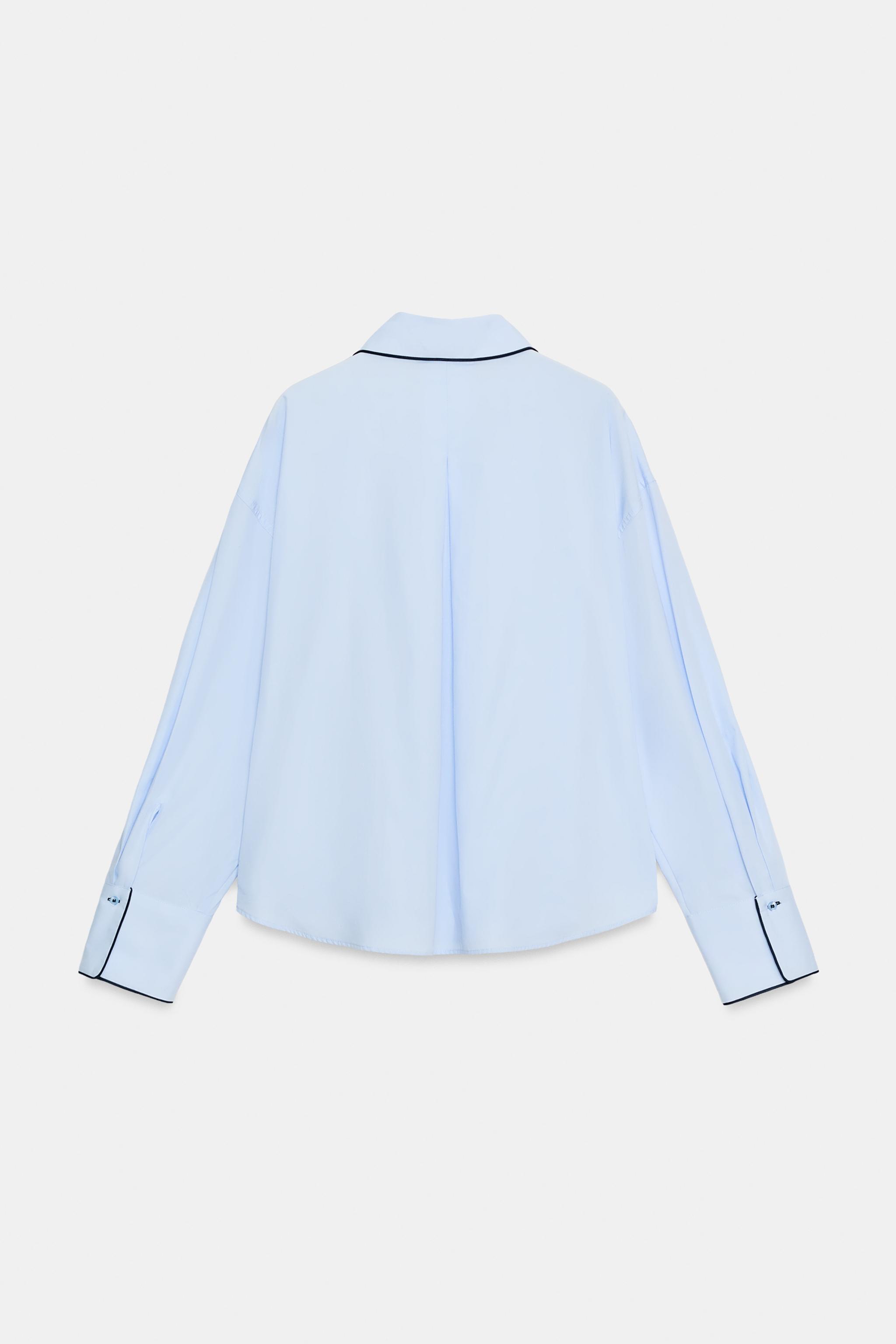 CONTRAST PIPING POPLIN SHIRT