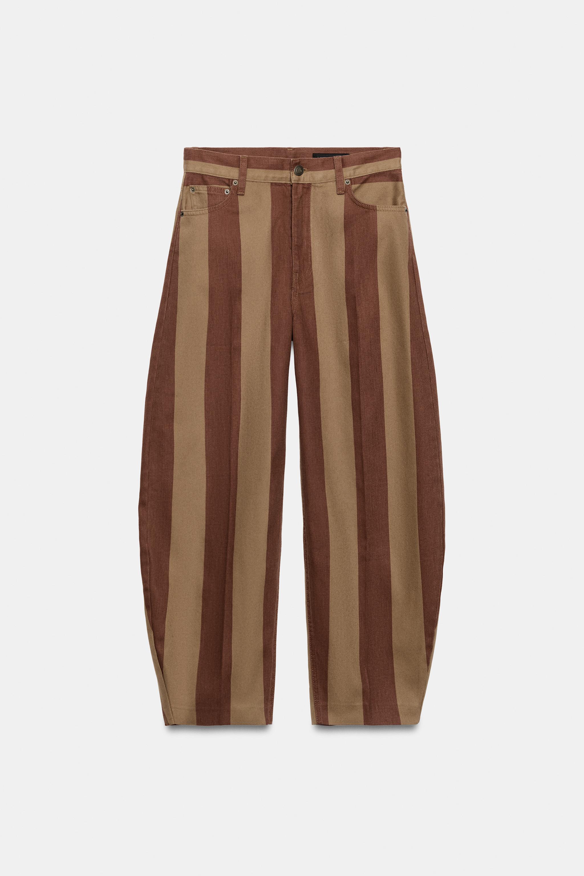 Zara ZW COLLECTION TAPERED FIT YÜKSEK BEL ŞERİTLİ JEAN görsel 6