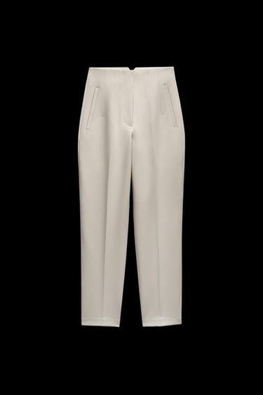 Zara PANTS WITH A HIGH WAIST - Oyster-white - Image 0