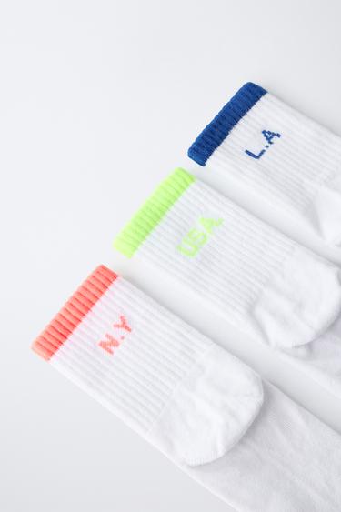 3-PACK OF LETTER AND NEON SOCKS - White by Zara - Image 2