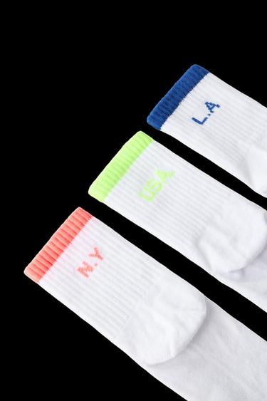 3ER-PACK SOCKEN MIT BUCHSTABEN IN NEONFARBEN - Weiß von Zara