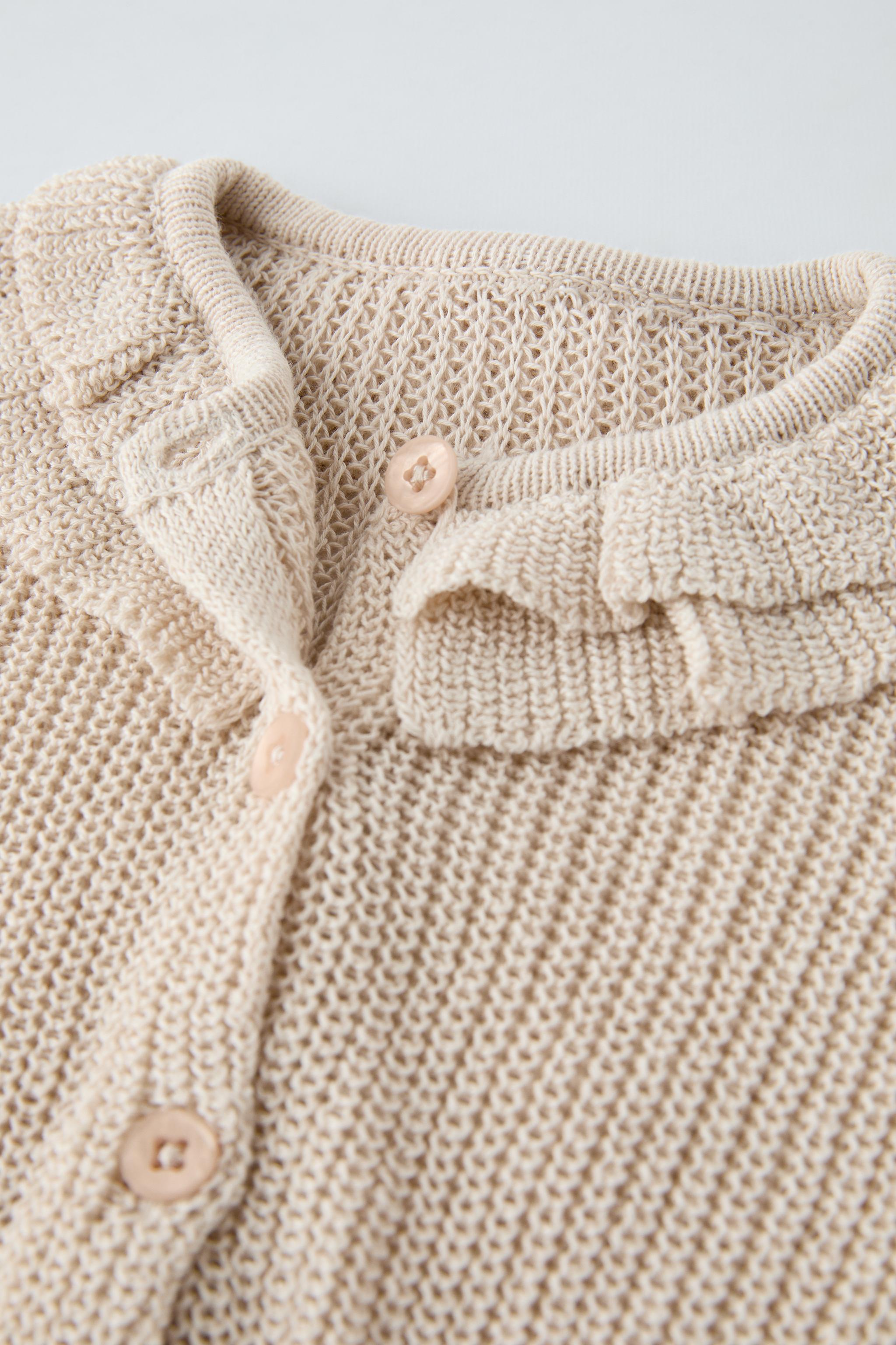 GARTER STITCH COLLAR KNIT CARDIGAN