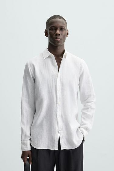 CAMISA REGULAR FIT LINO - Blanco de Zara