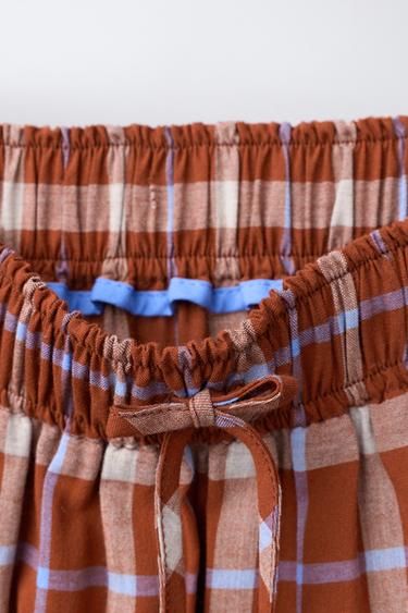 CHECKS PANELLED MIDI SKIRT - Brick by Zara - Image 2