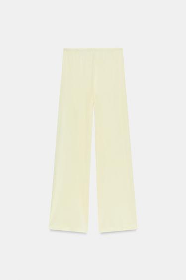 STRAIGHT-LEG FLOWING TROUSERS - Yellow by Zara - Image 6
