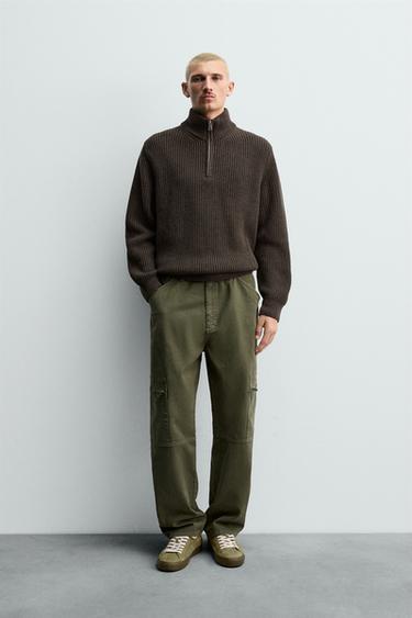 Zara 褪色休閒版工裝長褲 - 卡其色 - 圖片 0