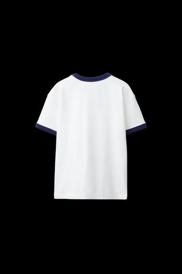 Zara CONTRAST TRIM T-SHIRT - White