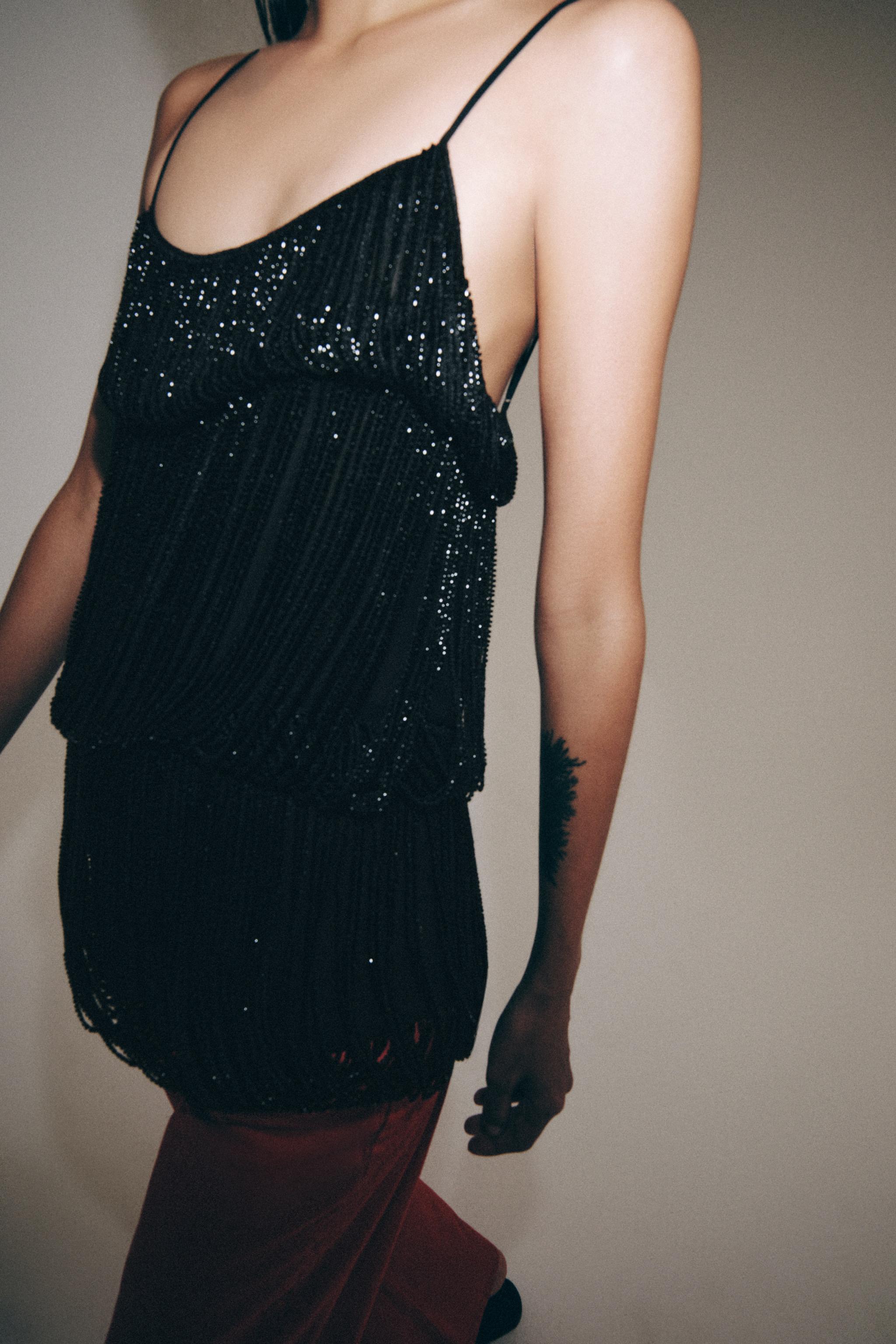 ZW COLLECTION DRAPED BEADED TOP