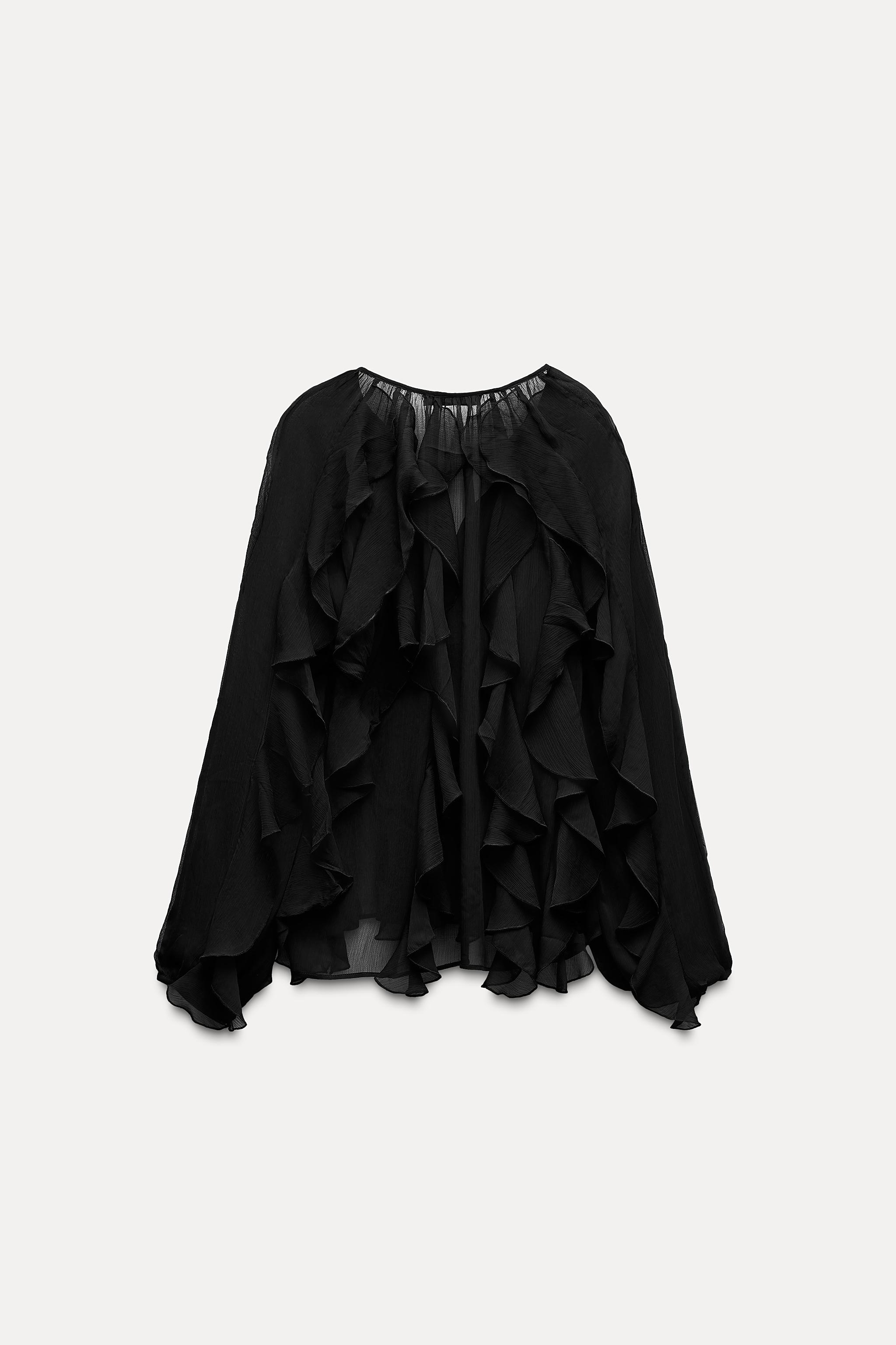 zara 黒 セール ブラウス