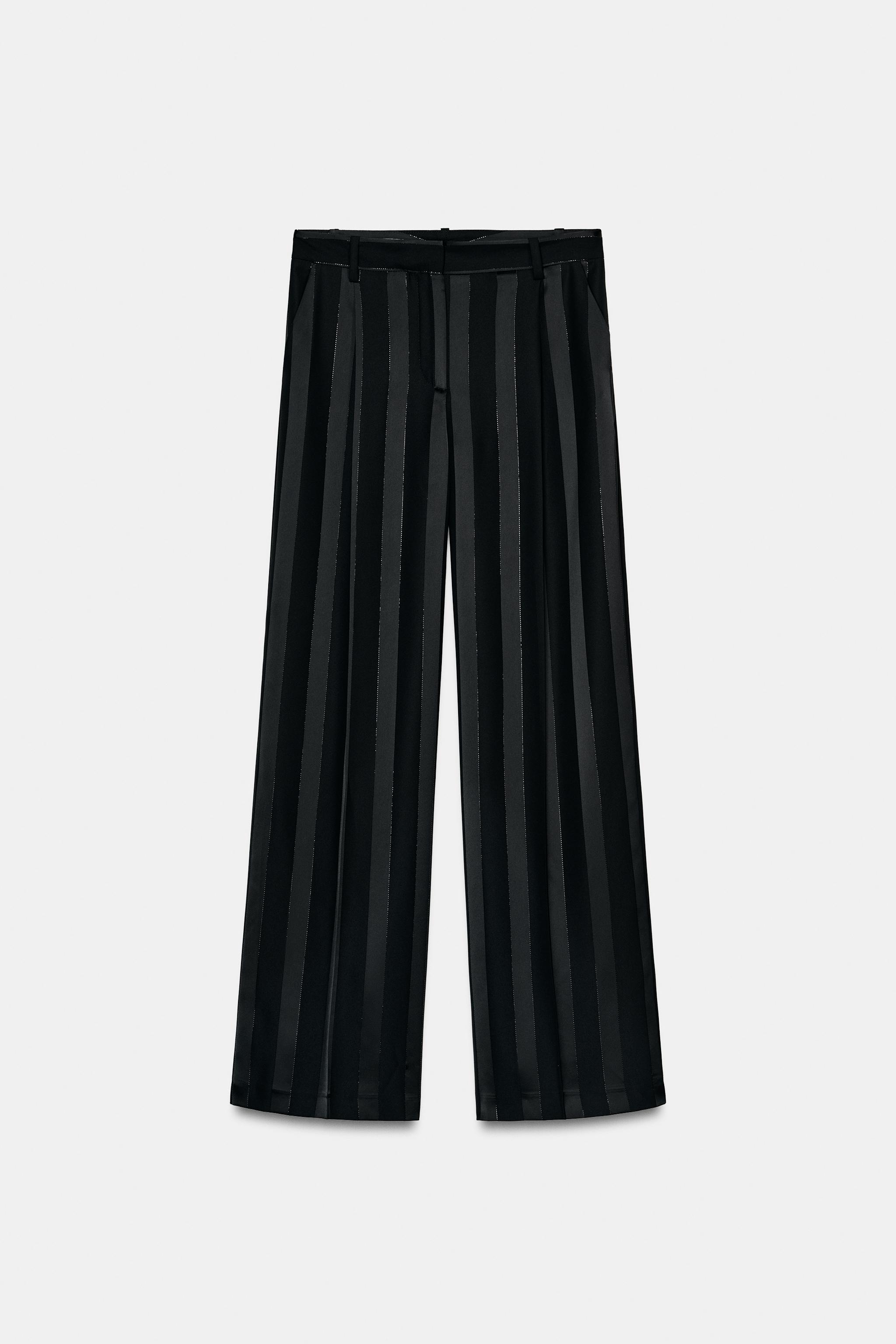 PANTALON JACQUARD RAYURES FIL MÉTALLISÉ
