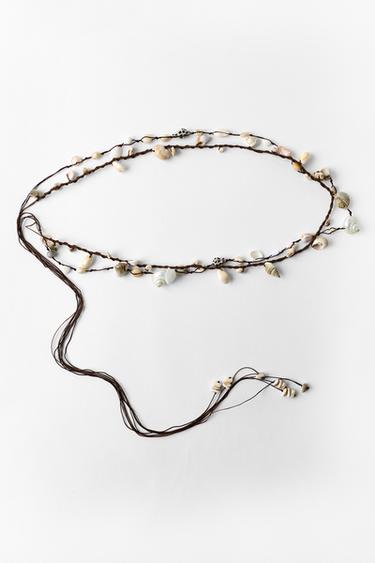 CORD BELT WITH SHELLS - Brown by Zara
