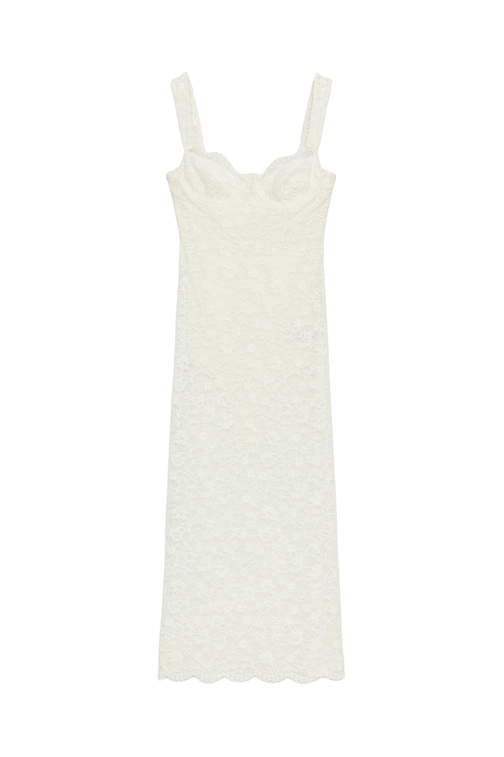 LACE MIDI DRESS - Ecru | ZARA United States