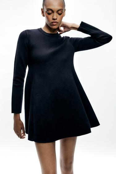VESTIDO MINI PUNTO LISO - Marino de Zara