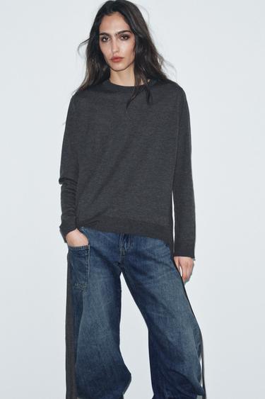 KNIT JUMPER WITH SIDE STRAPS - Grey by Zara