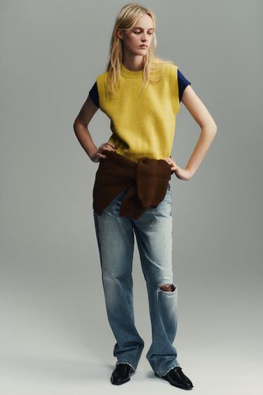 Zara MEKANI PLETENI PRSLUK – Žuta