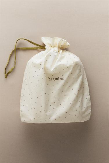 KIDS' FLORAL COTTON LAUNDRY BAG - Green by Zara - Image 4