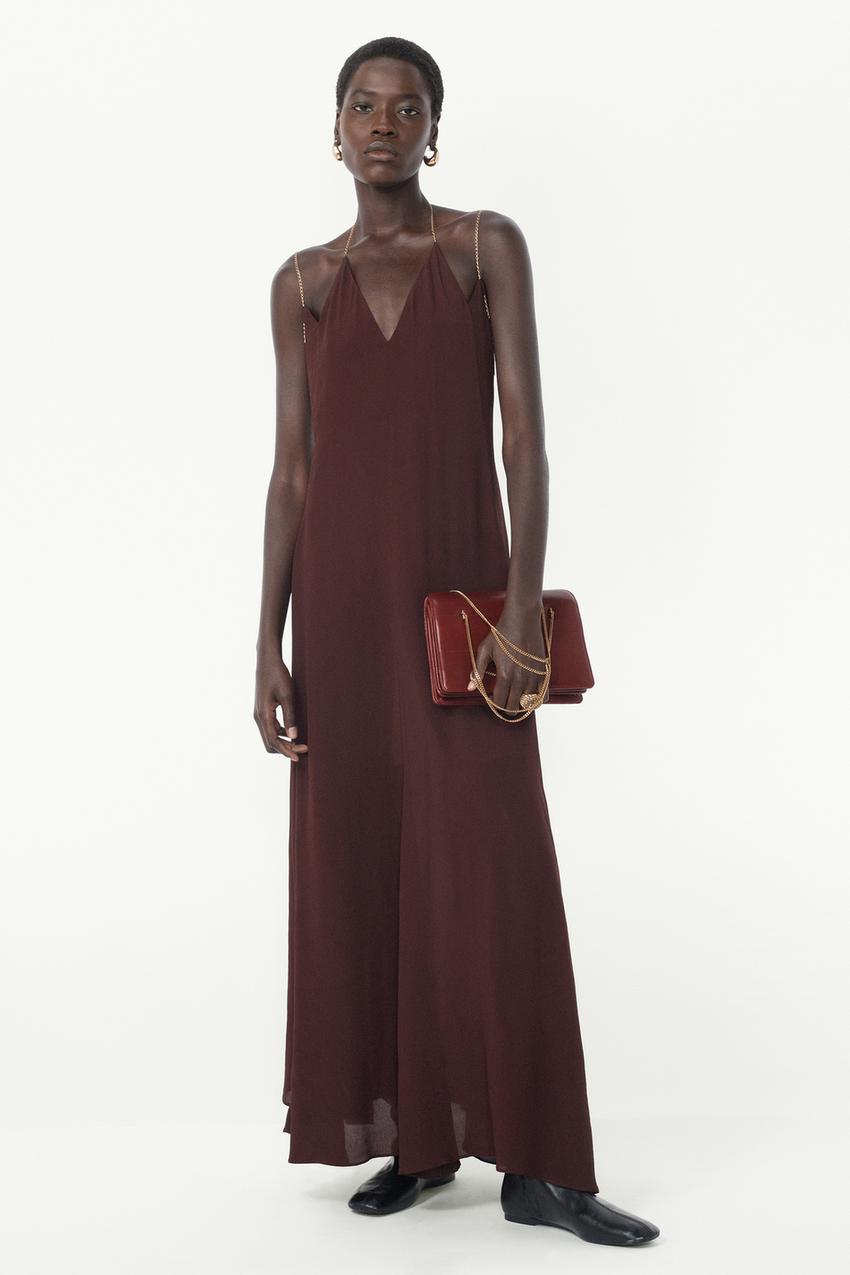 CAMISOLE DRESS WITH CHAIN - THE ITEM ZARA WOMAN - Burgundy | ZARA Australia