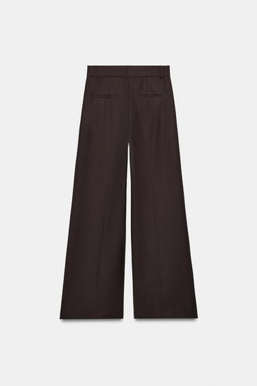 Zara MINIMAL WIDE LEG PANTS ZW COLLECTION - Brown