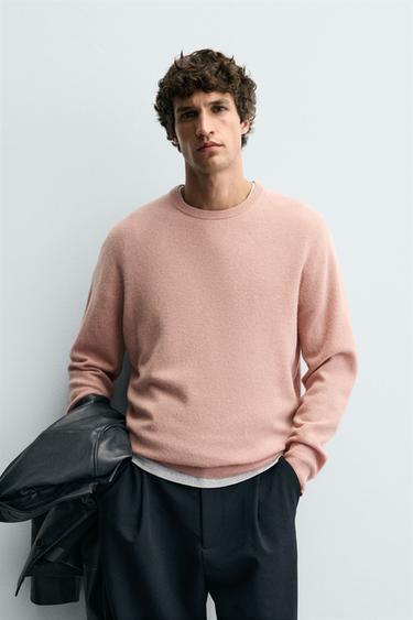 سترة مزيج صوف - وردي مغبر الخاص بـ Zara