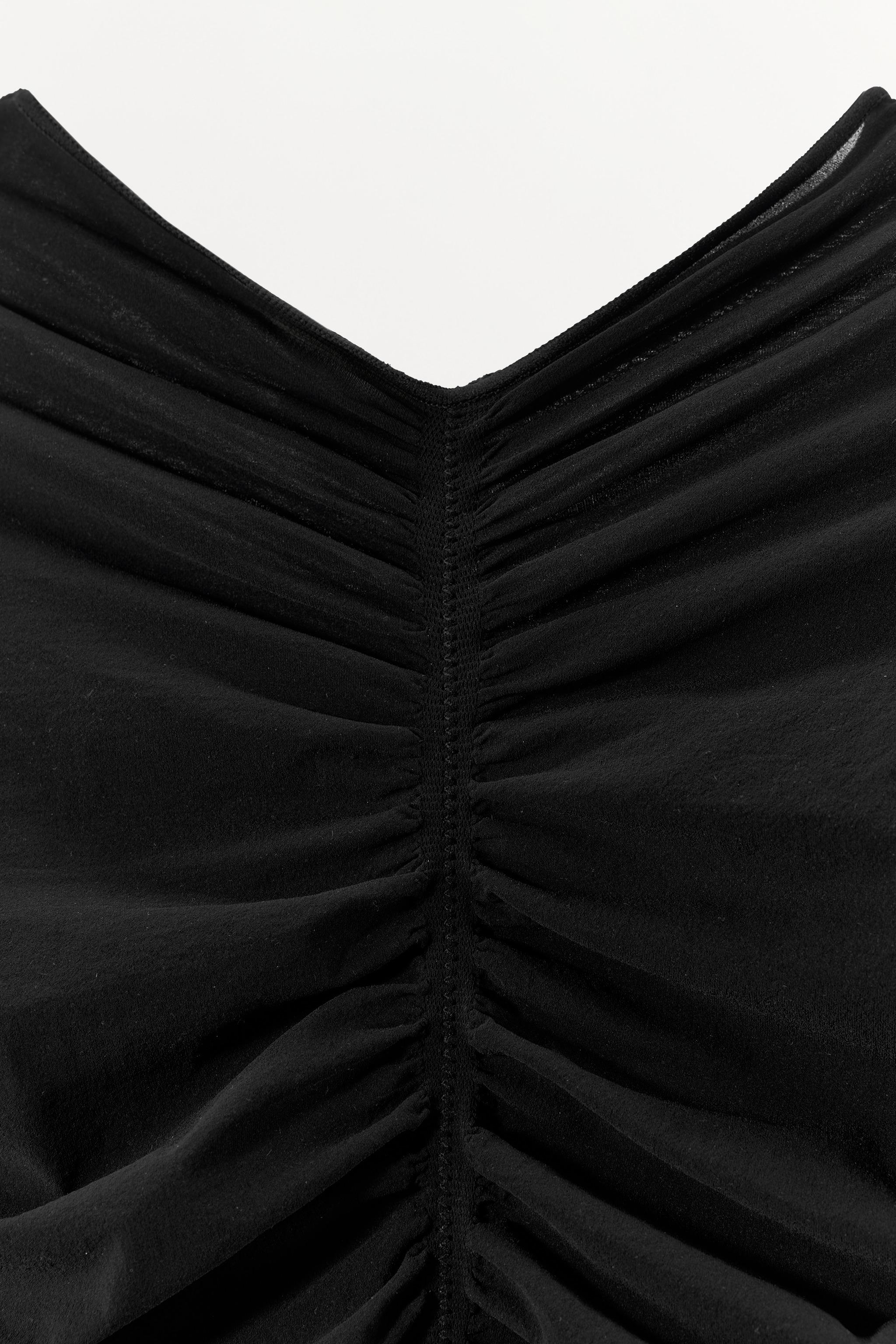 GATHERED SHEER MINI DRESS