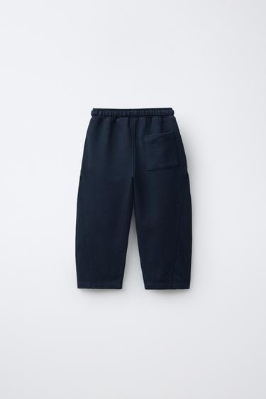 PANTALON BARREL ÉTIQUETTE - Bleu marine de Zara - Image 1