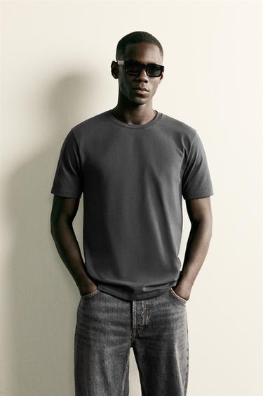 Zara BASIC SLIM FIT T-SHIRT - Dark gray