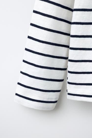 T-SHIRT SOFT À RAYURES - Blanc de Zara - Image 3