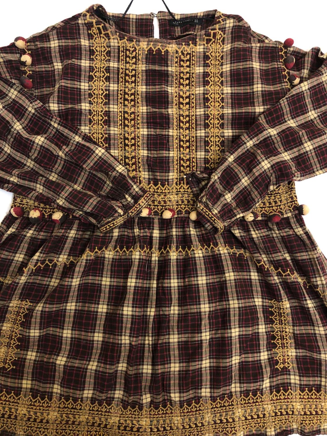 CHECKED DRESS WITH POMPOMS - Image 2