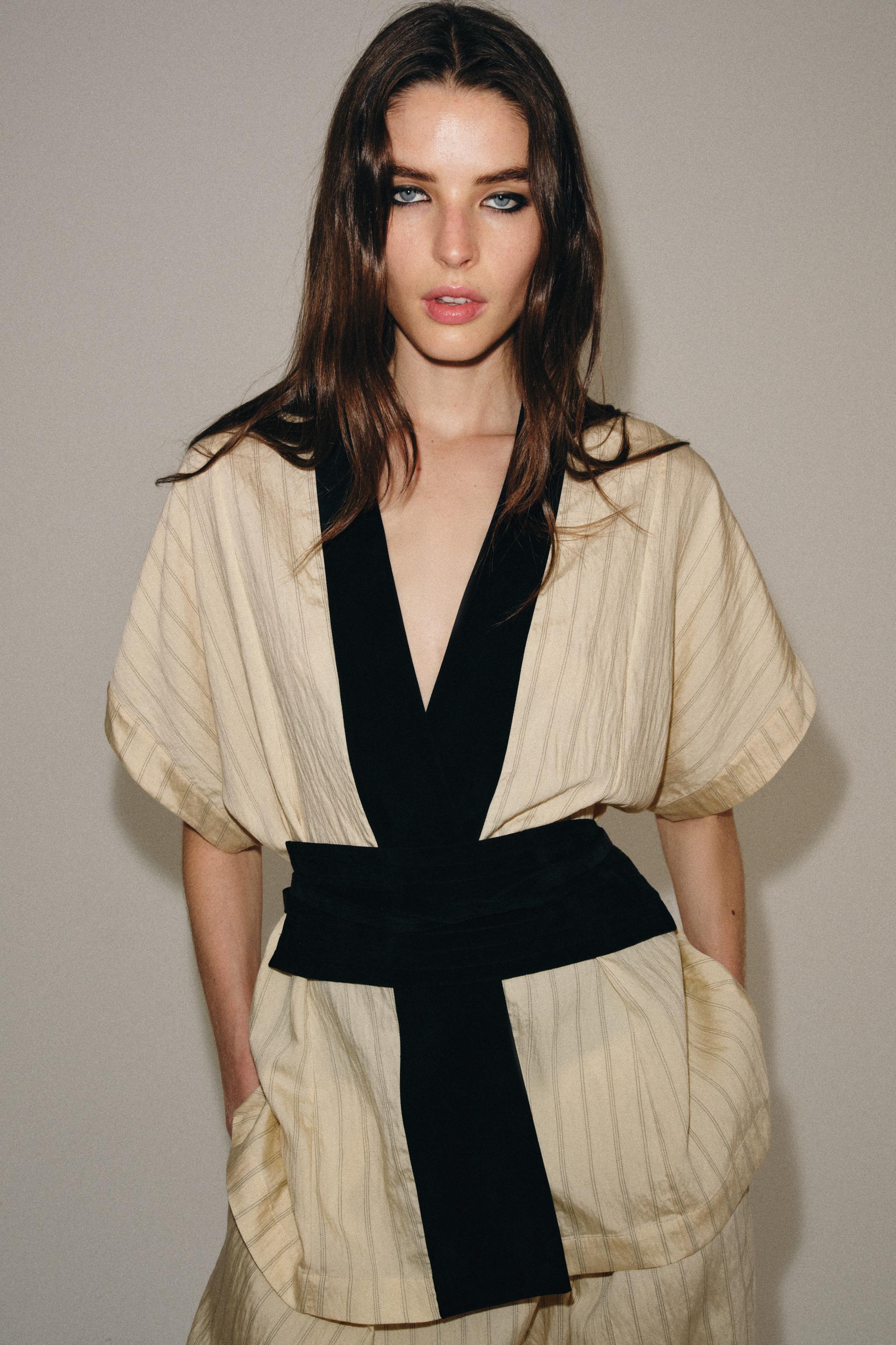 ZW COLLECTION STRIPED DOUBLE-BREASTED JACKET — striped
