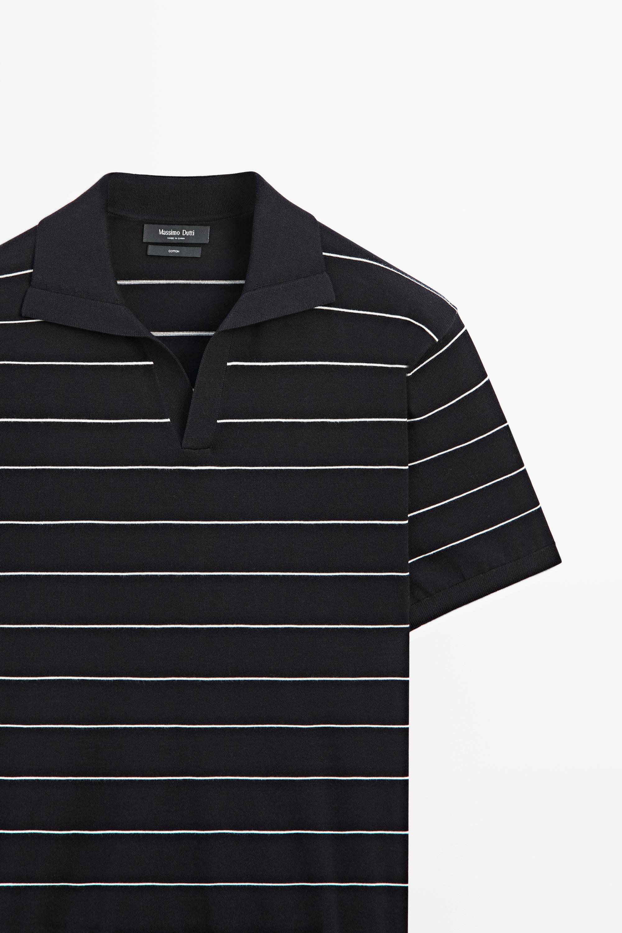 100% cotton striped knit polo sweater