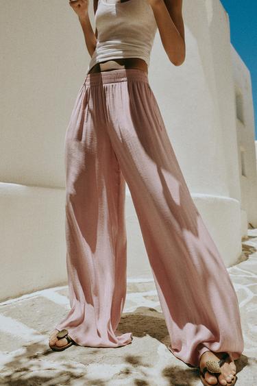 WIDE FLOWING TROUSERS - Pink by Zara