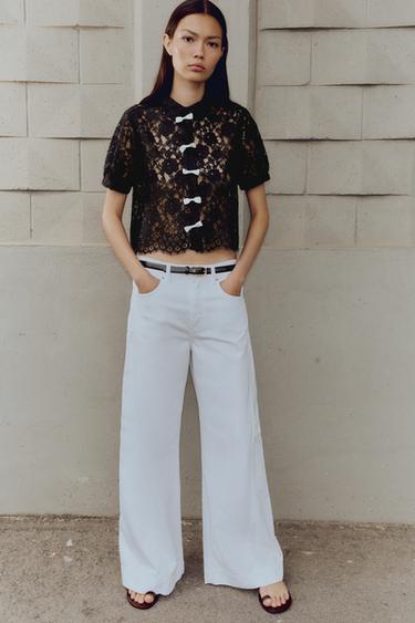 LACE SHIRT WITH BOWS - Black by Zara - Image 0
