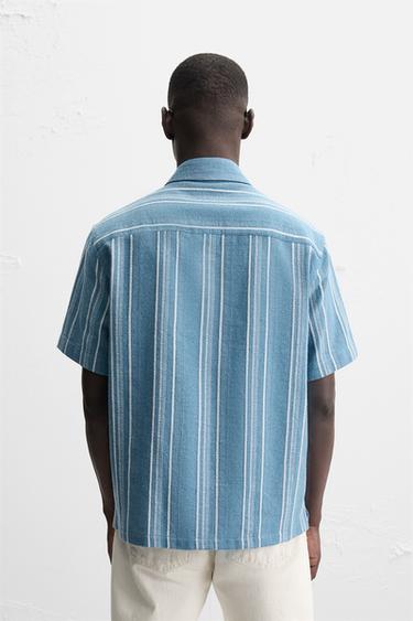 CHEMISE STRUCTURÉE À RAYURES - Indigo de Zara - Image 2