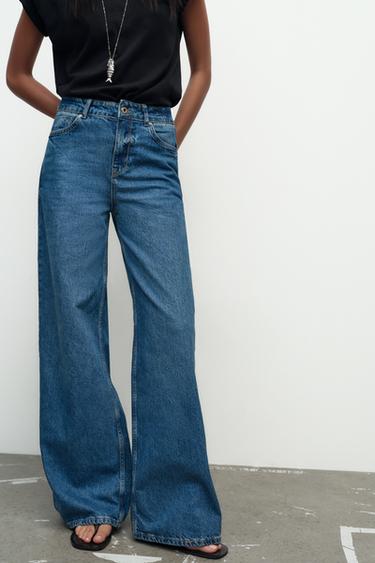 JEANS Z1975 PERNA LARGA DE CINTURA MÉDIA LONG LENGTH - Azul da Zara