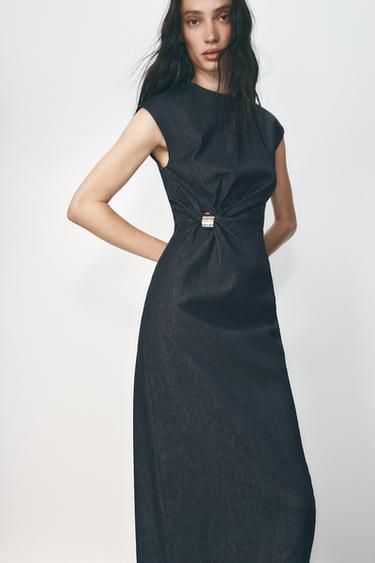 Z1975 GOLD APPLIQUÉ DENIM MIDI DRESS - Indigo by Zara