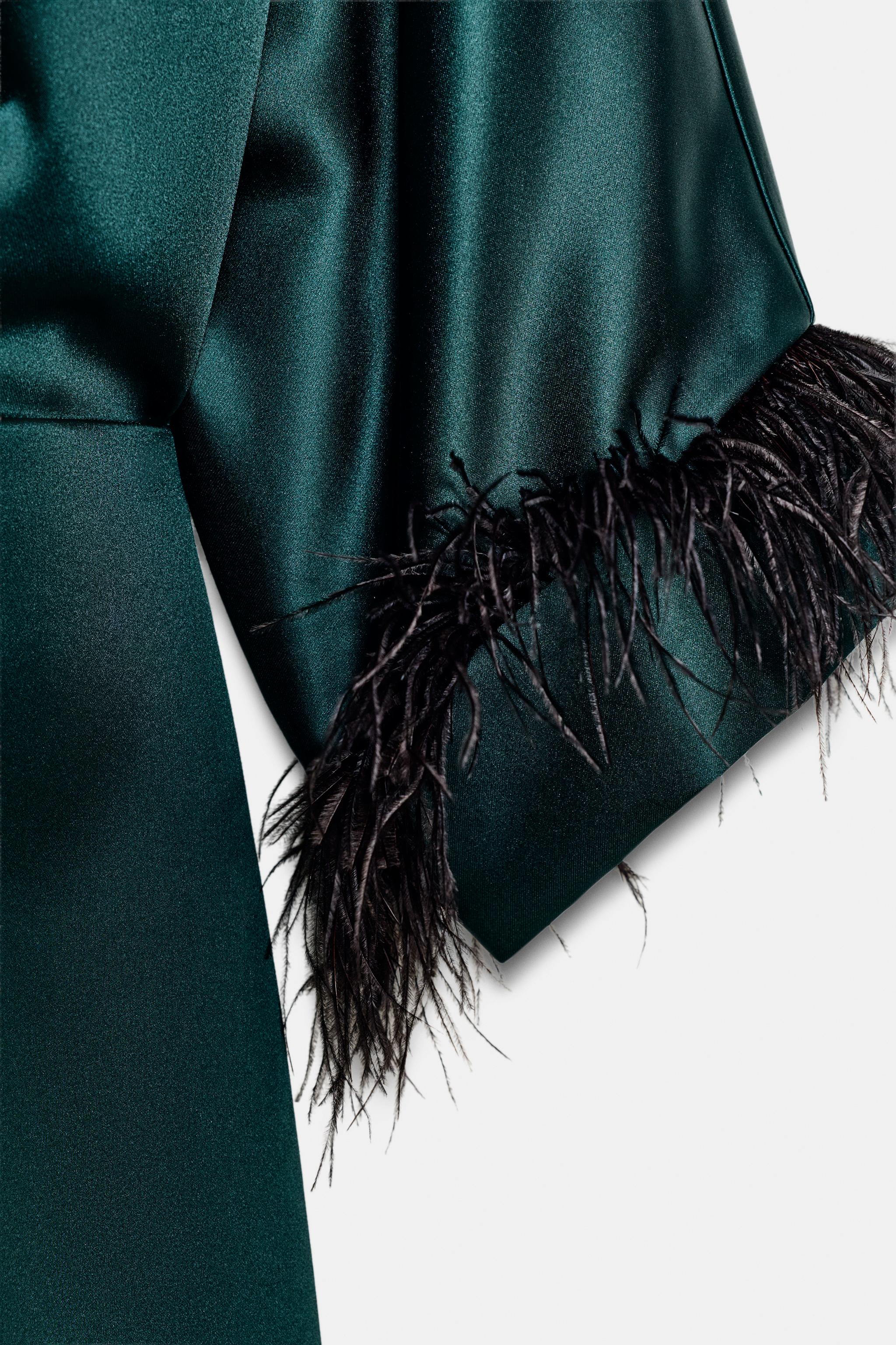 FEATHER SATIN EFFECT SHORT DRESS