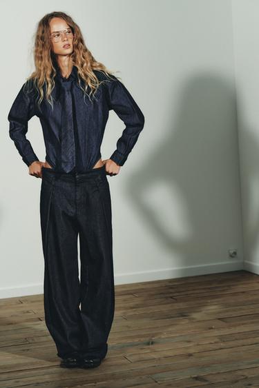 BODY CORBATA DENIM TRF - Índigo oscuro de Zara - Imagen 0