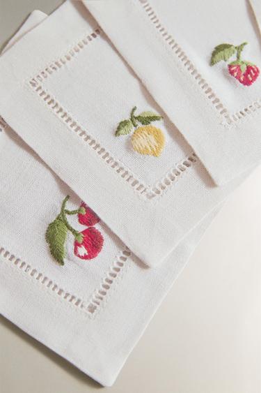 PACK OF FRUIT RAMIE COASTERS (PACK OF 4) - Ecru by Zara - Image 2