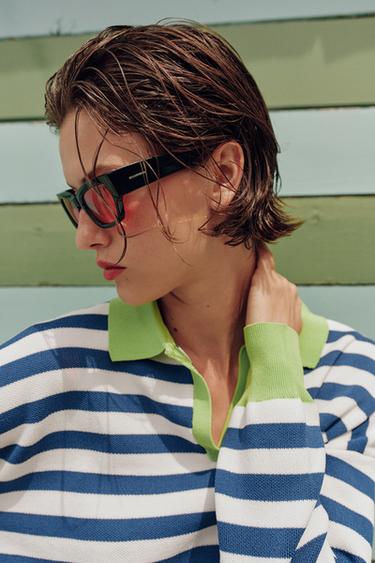 POLO EN MAILLE À RAYURES - rayures de Zara - Image 3