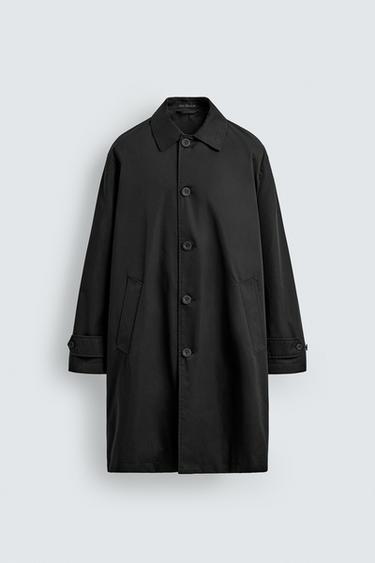 REGULAR FIT WATER-REPELLENT TRENCH COAT - Black by Zara