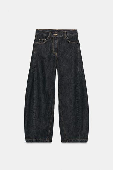 JEANS ZW COLLECTION BARREL MID-WAIST - Black by Zara