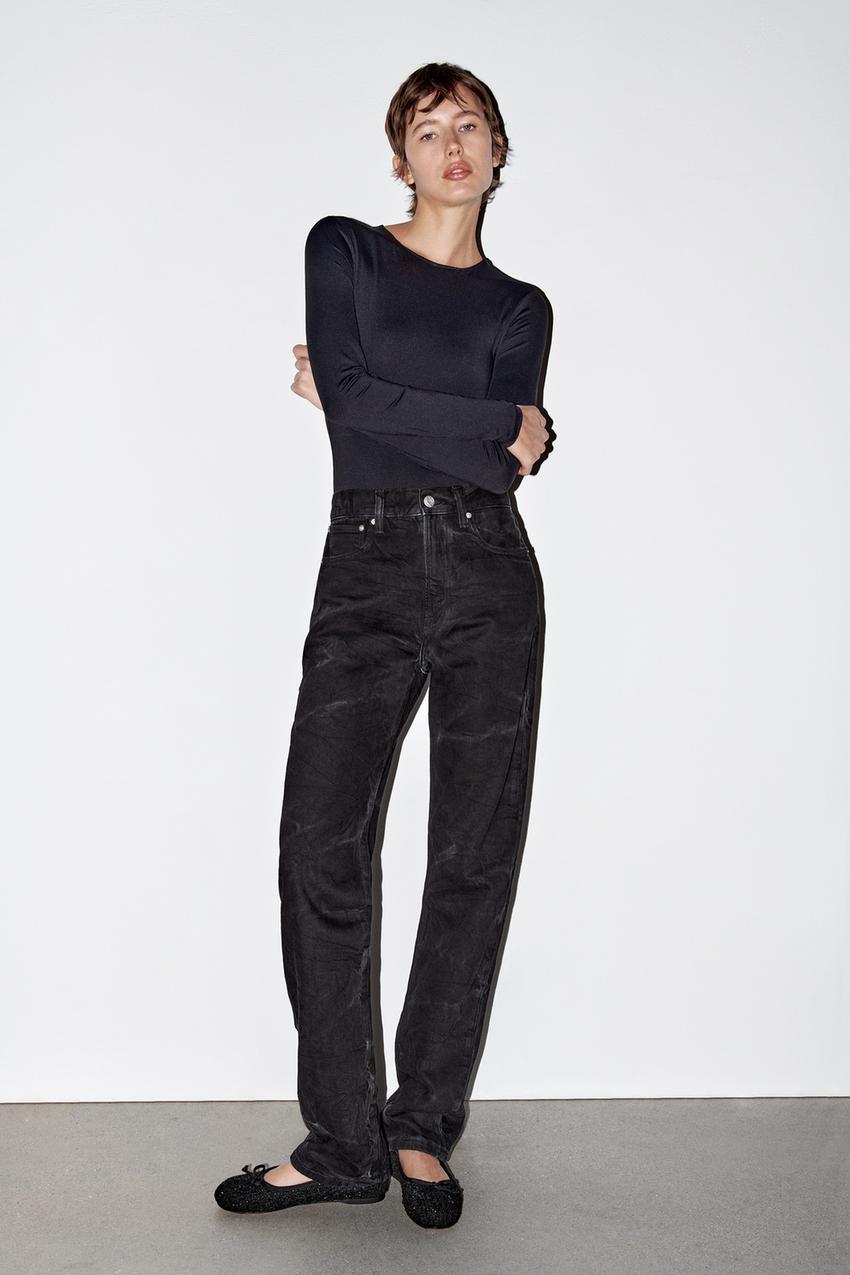 ZW COLLECTION RELAXED MID-RISE JEANS - Black