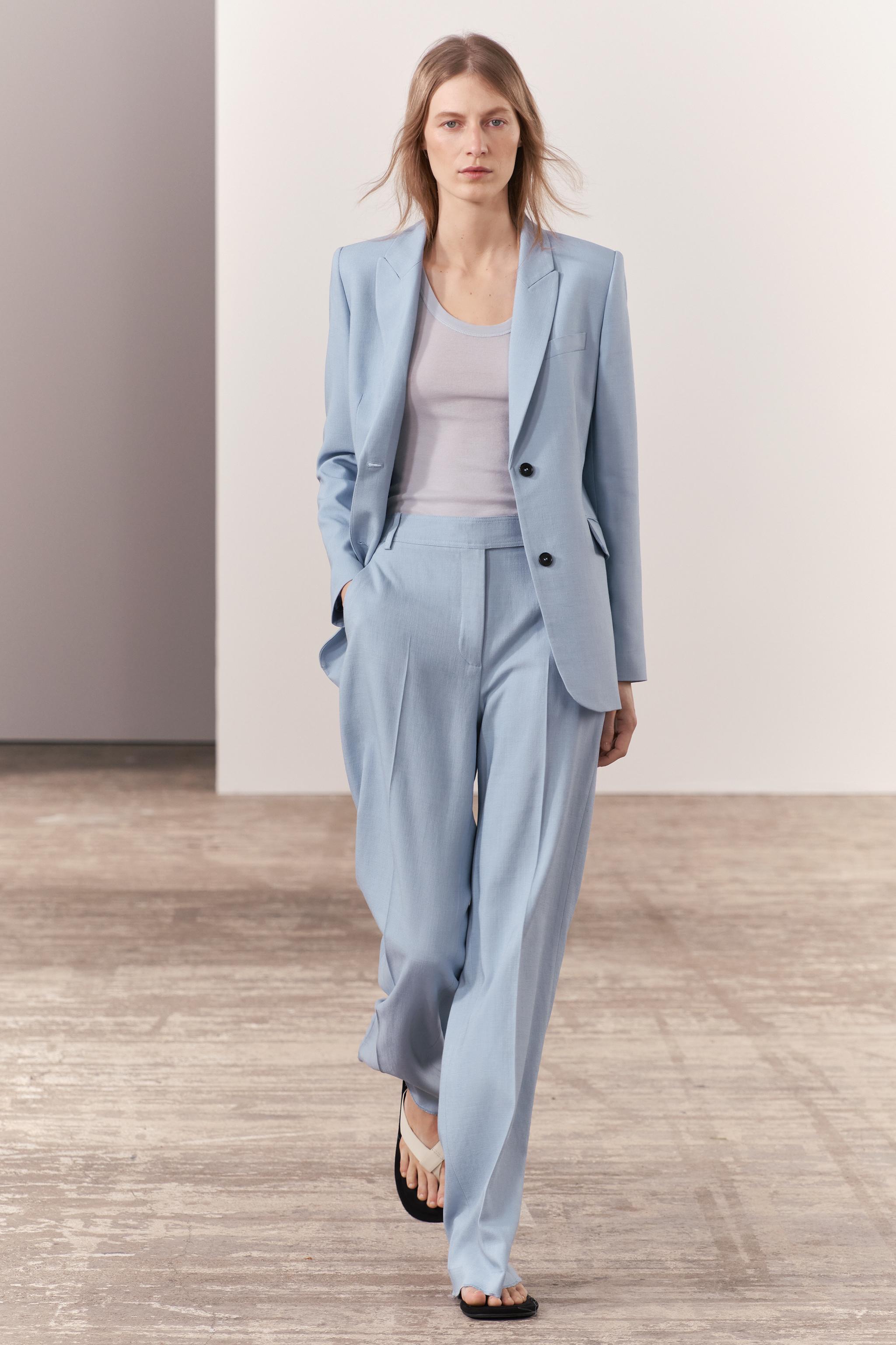 ZW COLLECTION STRAIGHT CUT SUIT PANTS - Light blue