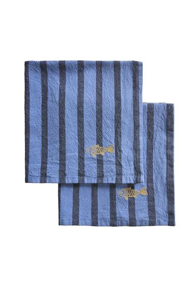 SET TOVAGLIOLI A RIGHE IN FILO TINTO (SET DA 2) - Blu di Zara