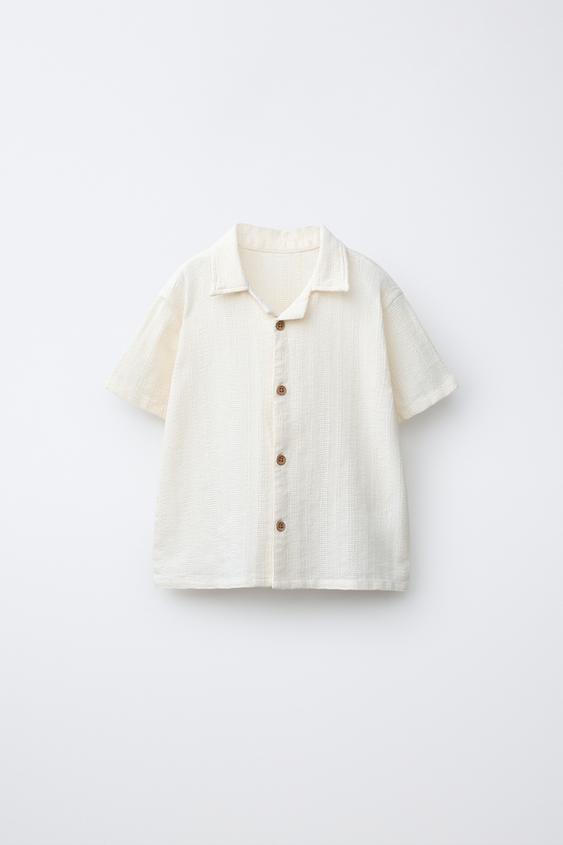 TEXTURED SHIRT - Ecru by Zara - Image 0