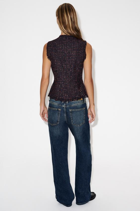 GILET EFFRANGÉ STRUCTURE FIL MÉTALLISÉ - rouge/bleu marine de Zara - Image 2