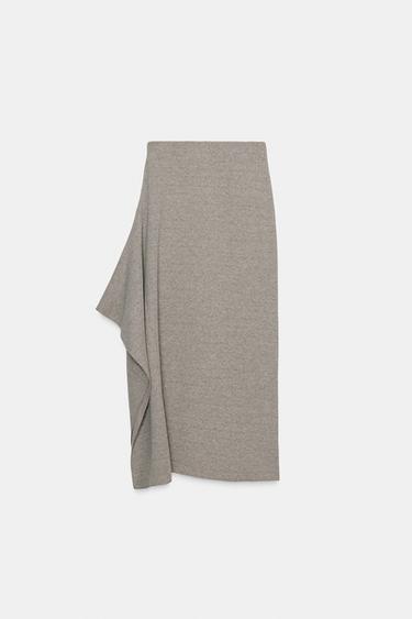 JUPE MI-LONGUE ASYMÉTRIQUE - Marron clair de Zara - Image 6