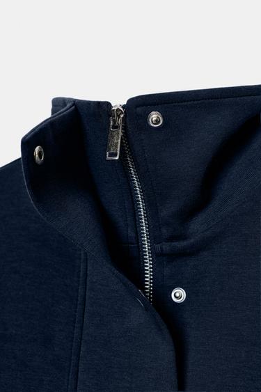 BLOUSON BOMBER INTERLOCK À COL MONTANT - Bleu marine de Zara - Image 7
