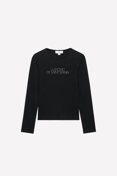 RHINESTONE LOGO T-SHIRT LUDOVIC DE SAINT SERNIN x ZARA - Black by Zara