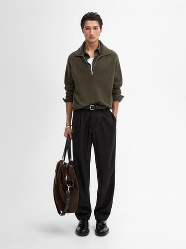 Jersey punto cuello mock - kaki-med de Zara - Imagen 0